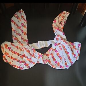 For Love And Lemons Small Floral Pink White Orange Bikini Top - NWT